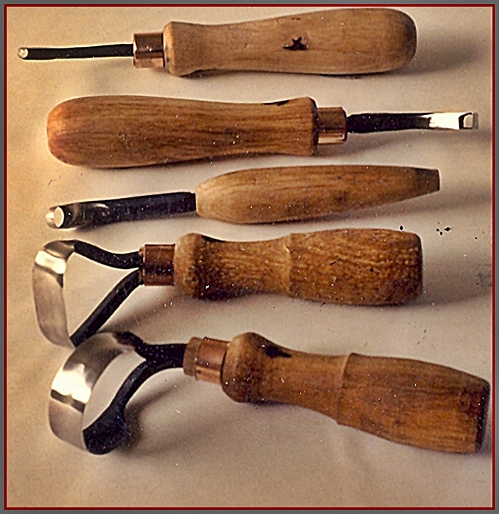 Scorp set. 1988. Hand forged drill rod.