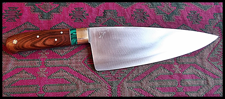 8" x 2.5" kitchen knife with double bolster spacers