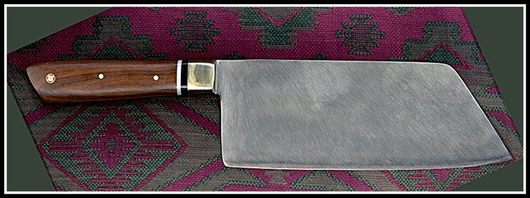 3" Cleaver, Rosewood, b/w spacers, Asain style handle.