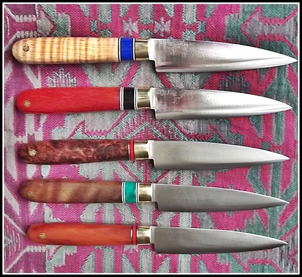 5 steak knives (out of 10 ordered) with solid wood box - next slide shows last 5.