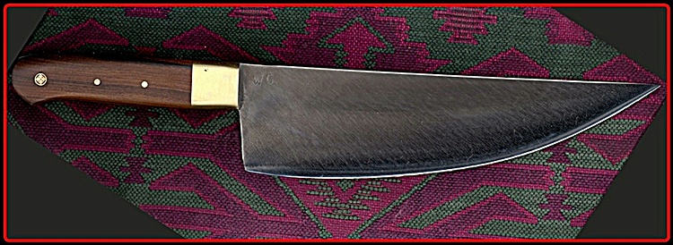 9″ x 2.5″ Korean style kitchen knife w/ Rosewood handles, brass bolsters.