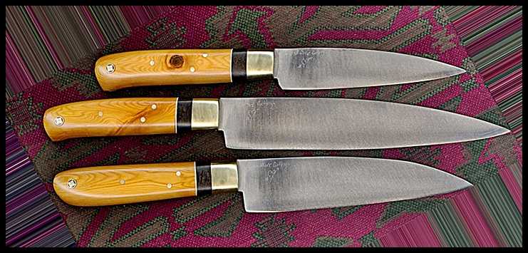 Bottom: 7" x 2" Hankotsu with Yew wood and double bolster spacers