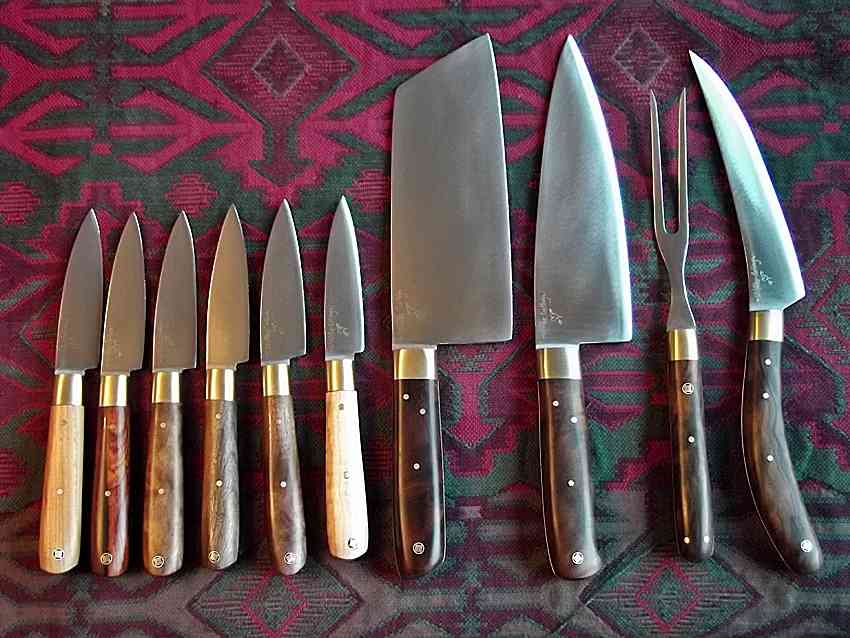Steak knife set, with kitchen knives and bed spacers - see next slide for close up of bed sliders.
