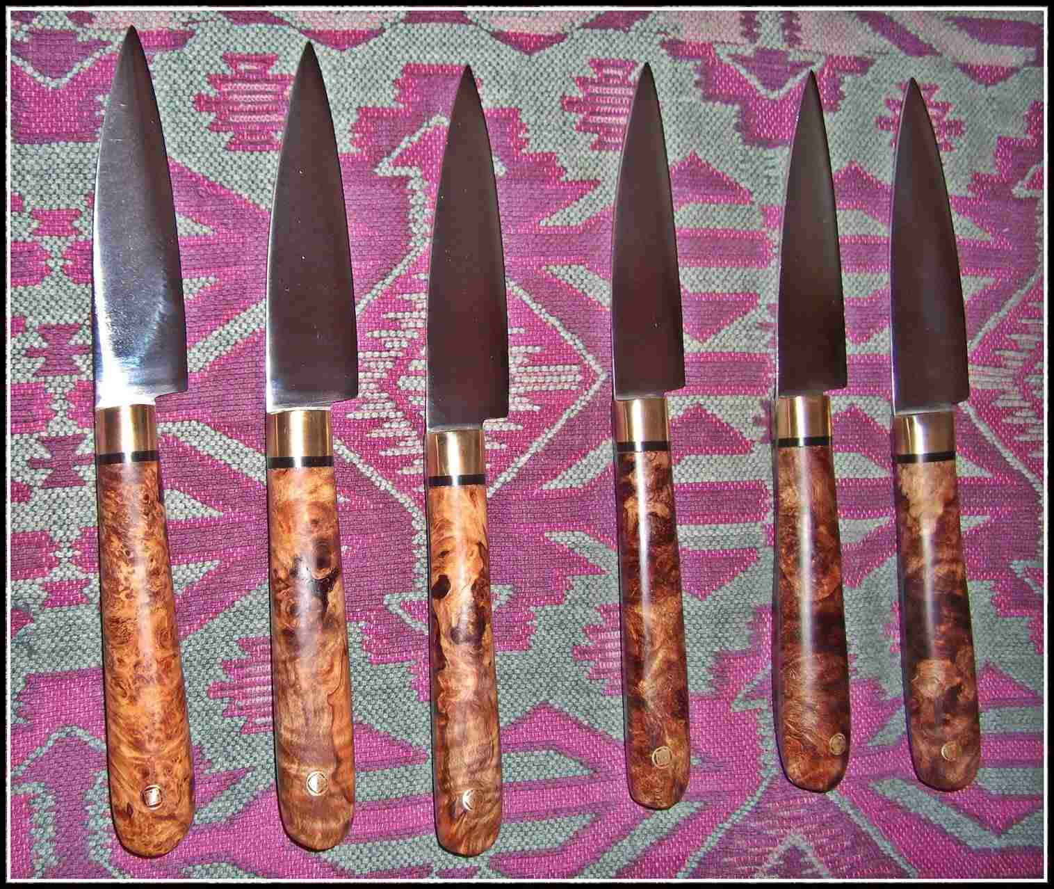 Stabilized Burl Maple wood handled Steak Knife set