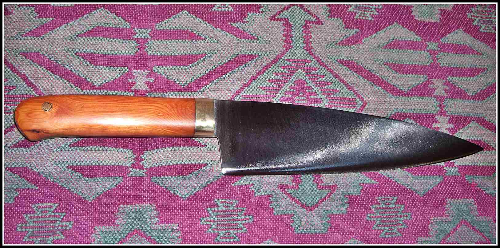 8 inch by 2 inch kitchen knife w/ Yew Wood handle