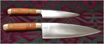 9" x 2.5" & 6" x 1.5" Yew wood kitchen knife set